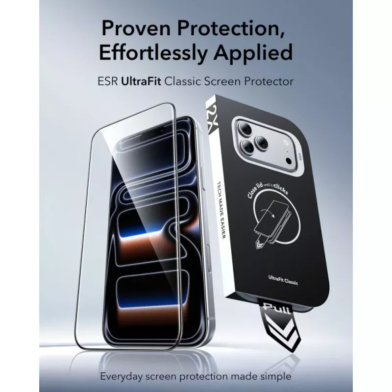 ESR UltraFit Classic gehard glas schermbescherming 2-pack voor iPhone 17 Pro Max / 18 Pro Max - Zwart