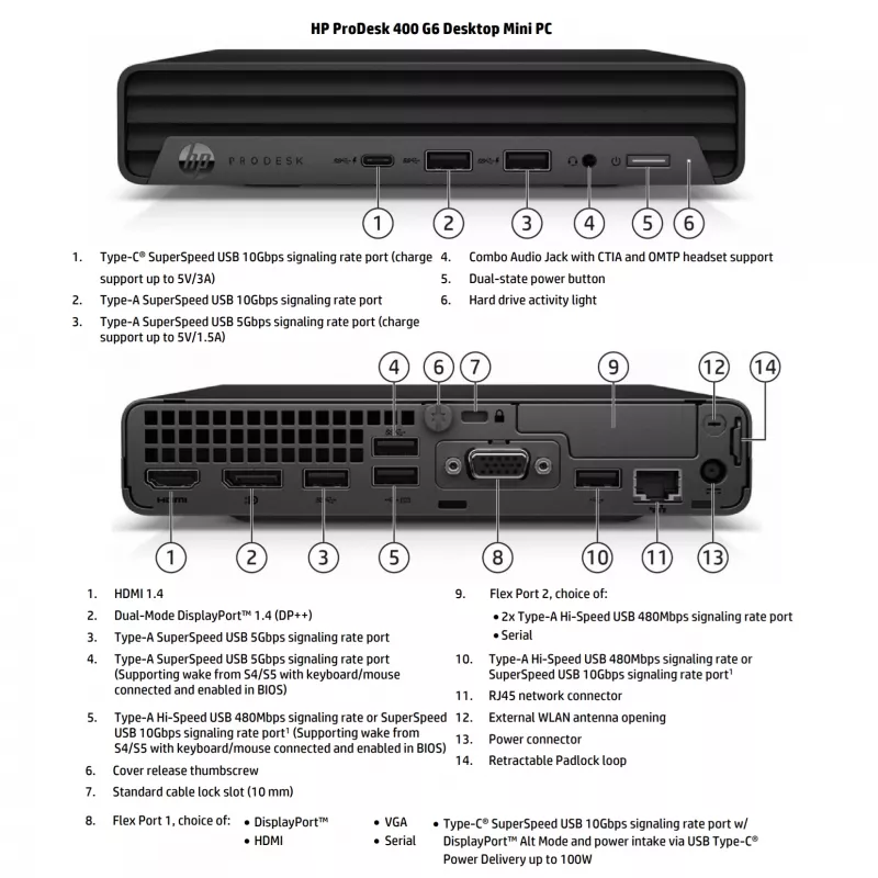 HP Renewed Grade A ProDesk 400 G6 desktop mini-pc – Intel Core i5-10500T, 16GB RAM, 256GB SSD, Intel UHD Graphics 630, Windows 11 Pro