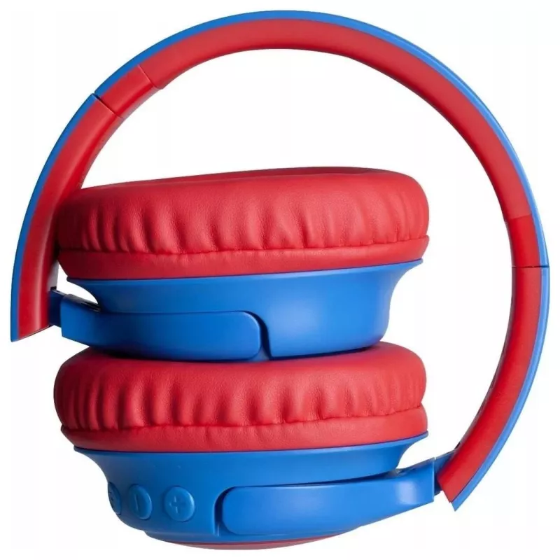 PowerLocus Bobo Kids draadloze hoofdtelefoon, LED, AUX, blauw/rood