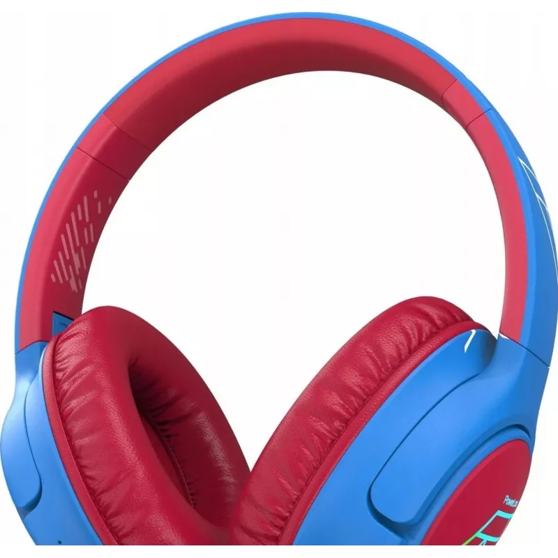 PowerLocus Bobo Kids draadloze hoofdtelefoon, LED, AUX, blauw/rood