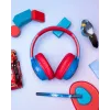 PowerLocus Bobo Kids draadloze hoofdtelefoon, LED, AUX, blauw/rood