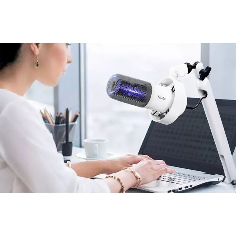 FIFINE T688W dynamische microfoon met zwenkarm, USB/XLR, wit