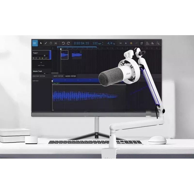 FIFINE T688W dynamische microfoon met zwenkarm, USB/XLR, wit