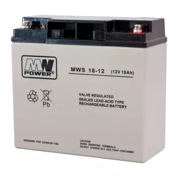 MPL POWER ELEKTRO MPL MW POWER MWS 18-12 USV-accu lood-zuur-accu VRLA AGM onderhoudsvrij 12 V 18 Ah zwart, grijs