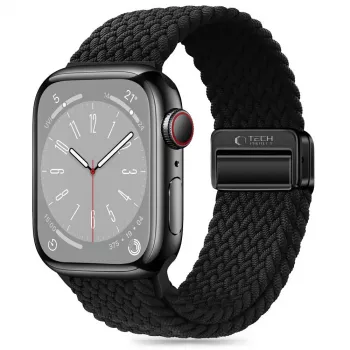 Tech-Protect nylon Magnetic Loop armband voor Apple Watch 8/9/10/11/SE/Ultra (44/45/46/49 mm) zwart