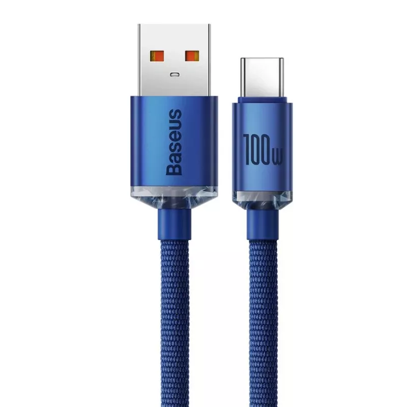 Baseus USB-A naar USB-C Crystal Shine kabel 100W 1,2m blauw