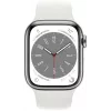 Apple Watch Series 8 GPS + Cellular 41mm roestvrijstalen behuizing met Sport Band, zilver/wit (MNJ53EL/A)