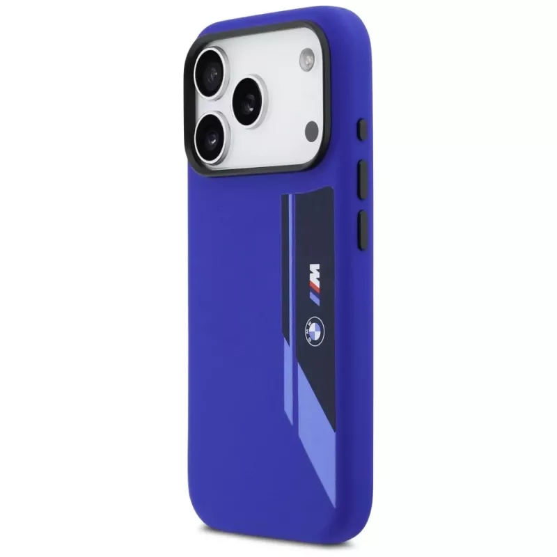 BMW M siliconenhoesje met verticaal logo en MagSafe voor iPhone 17 Pro – navy