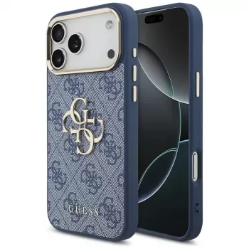 Guess 4G Big Classic Logo hoesje voor iPhone 18 Pro Max / 17 Pro Max, blauw & goud