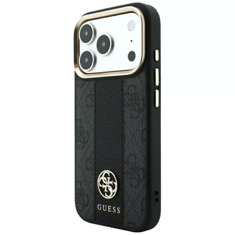 Guess 4G Stripe Round and Classic Logos MagSafe-hoesje voor Apple iPhone 18 Pro / 17 Pro - zwart