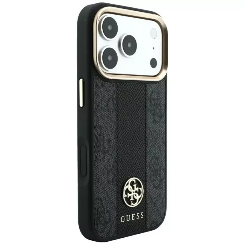 Guess 4G Stripe Round and Classic Logos MagSafe-hoesje voor Apple iPhone 18 Pro / 17 Pro - zwart