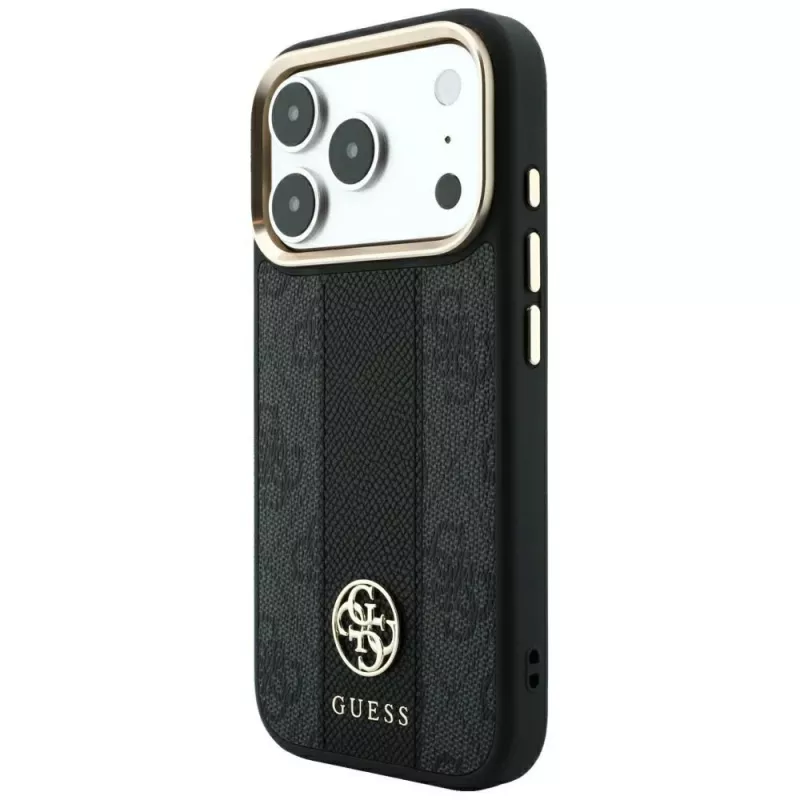 Guess 4G Stripe Round and Classic Logos MagSafe-hoesje voor iPhone 18 Pro Max / 17 Pro Max - zwart
