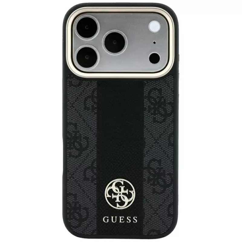 Guess 4G Stripe Round and Classic Logos MagSafe-hoesje voor iPhone 18 Pro Max / 17 Pro Max - zwart