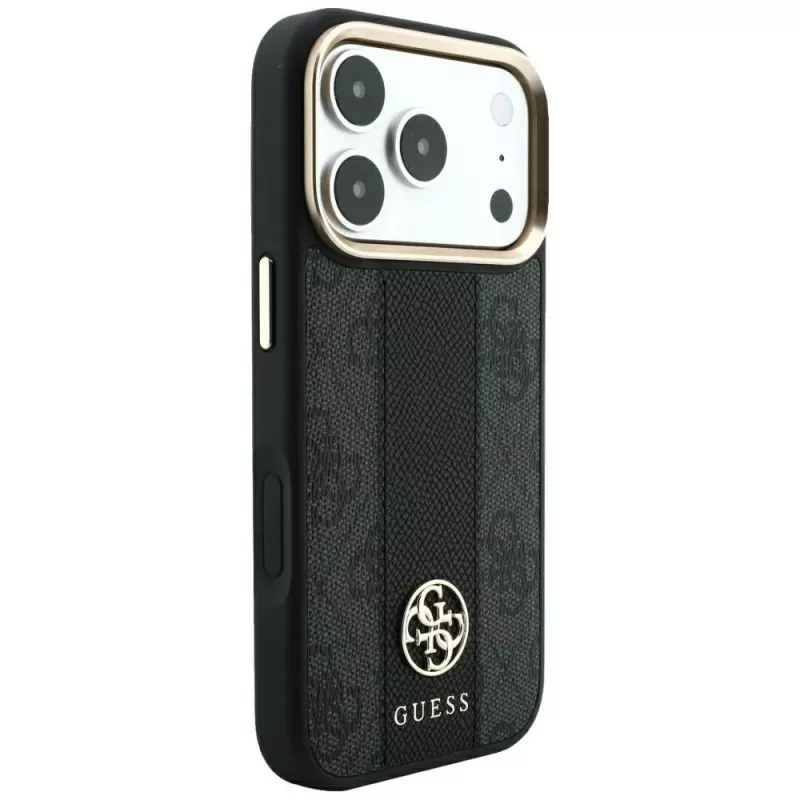 Guess 4G Stripe Round and Classic Logos MagSafe-hoesje voor iPhone 18 Pro Max / 17 Pro Max - zwart