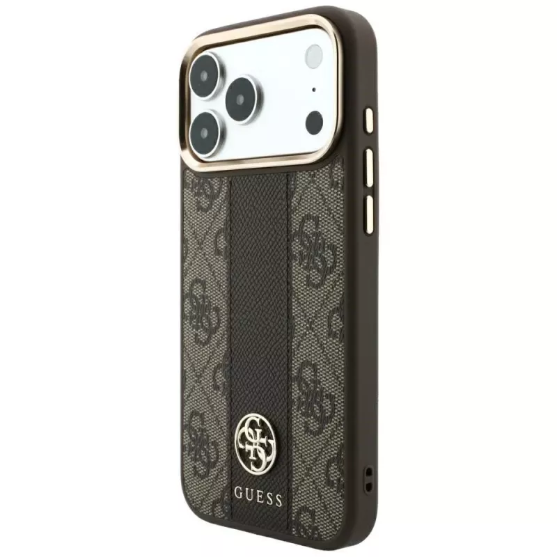 Guess 4G Stripe Round and Classic Logos MagSafe-hoesje voor iPhone 18 Pro / 17 Pro - bruin