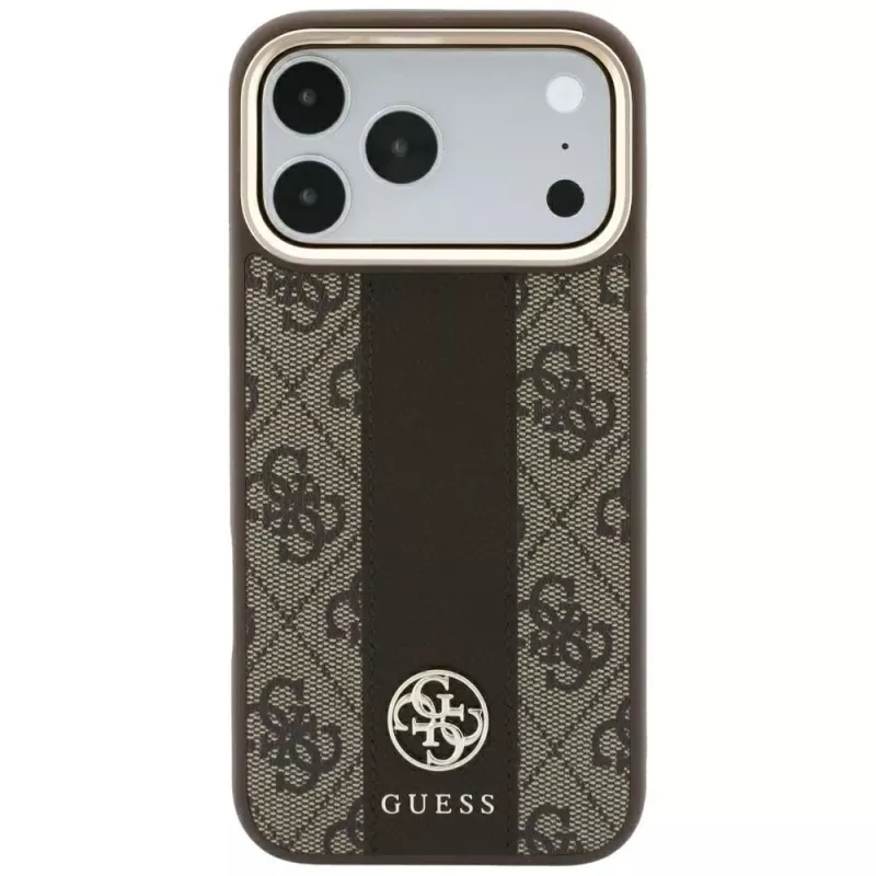 Guess 4G Stripe Round and Classic Logos MagSafe-hoesje voor iPhone 18 Pro / 17 Pro - bruin
