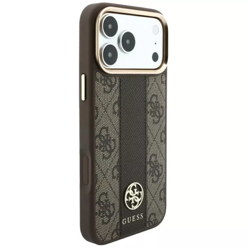 Guess 4G Stripe Round and Classic Logos MagSafe-hoesje voor iPhone 18 Pro / 17 Pro - bruin