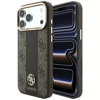 Guess 4G Stripe Round & Classic Logos MagSafe-hoesje voor iPhone 18 Pro Max / 17 Pro Max - bruin