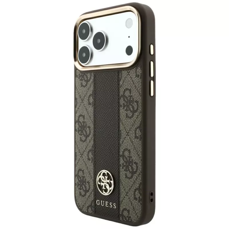 Guess 4G Stripe Round & Classic Logos MagSafe-hoesje voor iPhone 18 Pro Max / 17 Pro Max - bruin