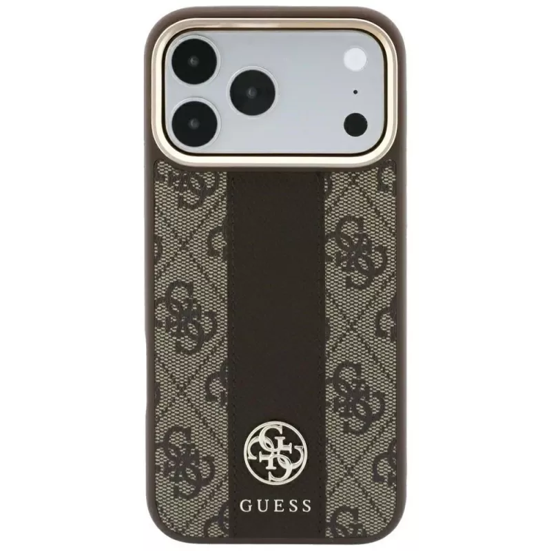 Guess 4G Stripe Round & Classic Logos MagSafe-hoesje voor iPhone 18 Pro Max / 17 Pro Max - bruin