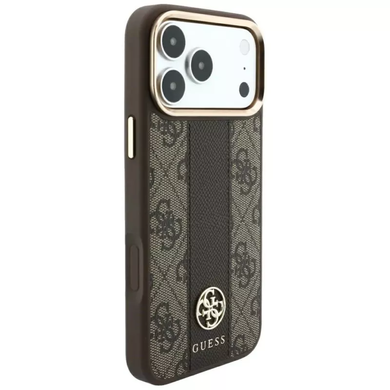 Guess 4G Stripe Round & Classic Logos MagSafe-hoesje voor iPhone 18 Pro Max / 17 Pro Max - bruin