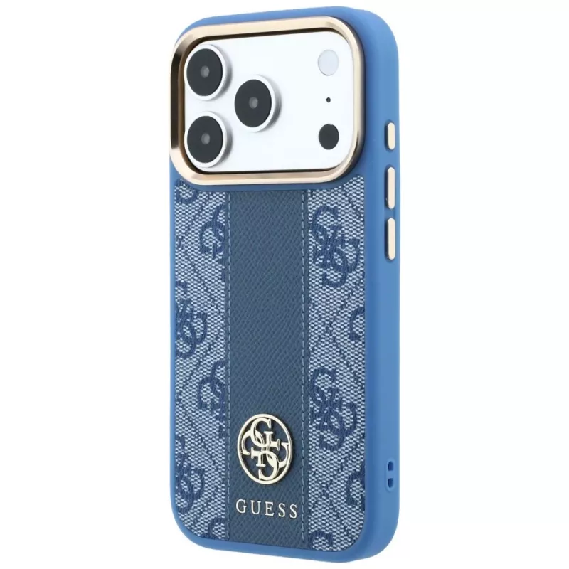 Guess 4G Stripe Round Classic Logos MagSafe-hoesje voor iPhone 18 Pro Max / 17 Pro Max - blauw