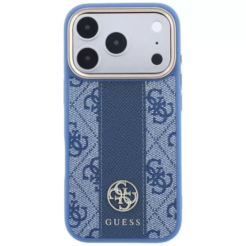 Guess 4G Stripe Round Classic Logos MagSafe-hoesje voor iPhone 18 Pro Max / 17 Pro Max - blauw