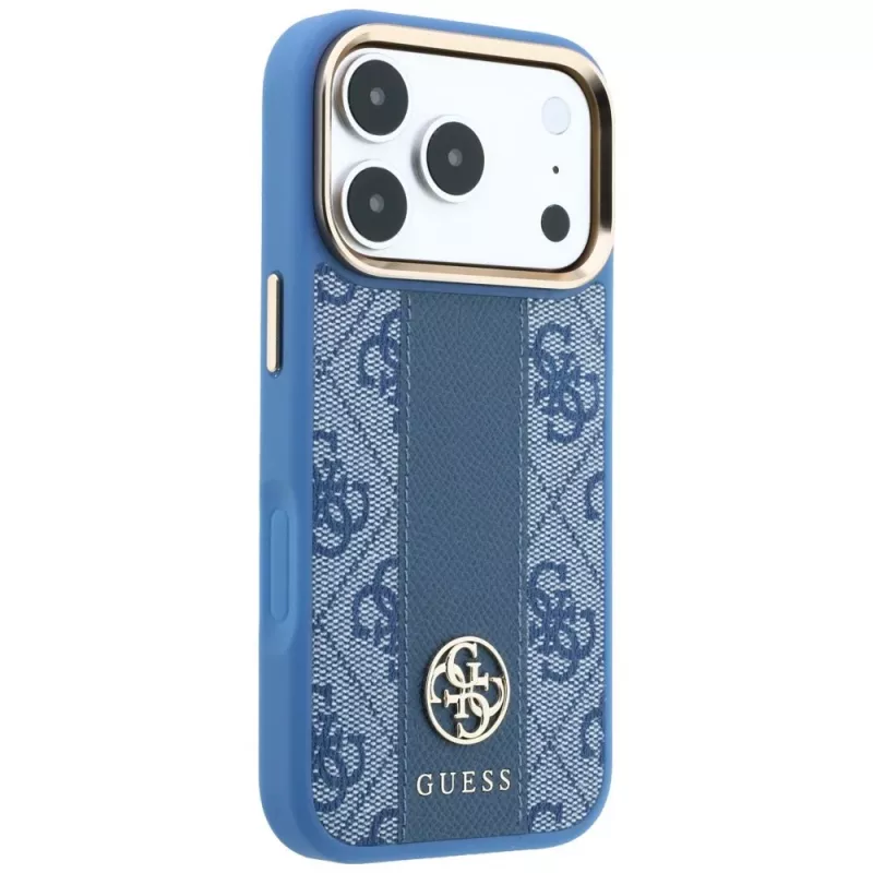 Guess 4G Stripe Round Classic Logos MagSafe-hoesje voor iPhone 18 Pro Max / 17 Pro Max - blauw