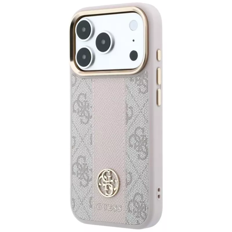 Guess 4G Stripe Round & Classic Logos MagSafe-hoesje voor iPhone 18 Pro / 17 Pro - roze