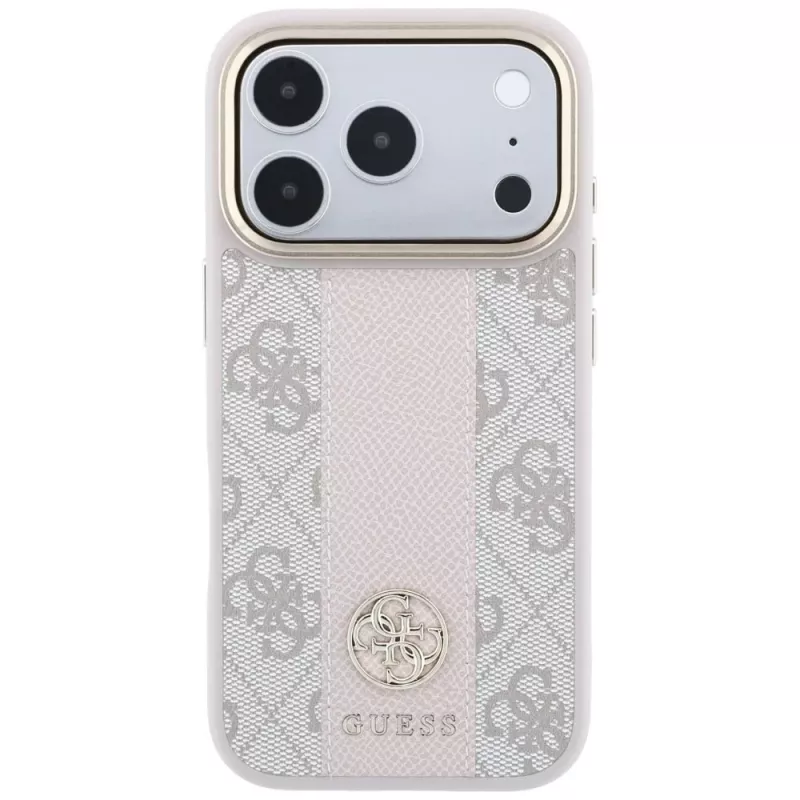 Guess 4G Stripe Round & Classic Logos MagSafe-hoesje voor iPhone 18 Pro / 17 Pro - roze