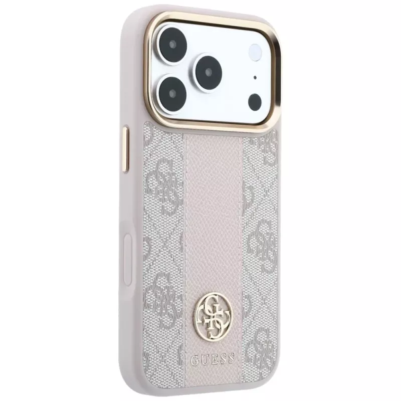 GUESS 4G Stripe Round and Classic Logos MagSafe-hoesje voor iPhone 18 Pro Max / 17 Pro Max - roze