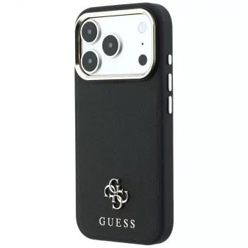 Guess Saffiano Small 4G & Classic Logo MagSafe-hoesje voor Apple iPhone 17 Pro Max / 18 Pro Max - zwart