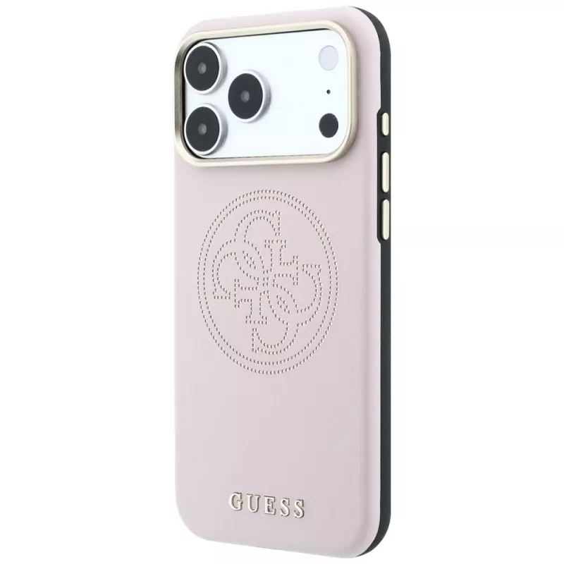 Guess Perforated 4G Gold Logo MagSafe-hoesje voor iPhone 18 Pro / 17 Pro - roze