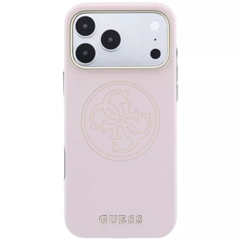 Guess Perforated 4G Gold Logo MagSafe-hoesje voor iPhone 18 Pro / 17 Pro - roze