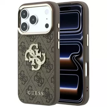 GUESS 4G & Big Strass Logo achterzijde cover voor Apple iPhone 17 Pro Max / 18 Pro Max - bruin