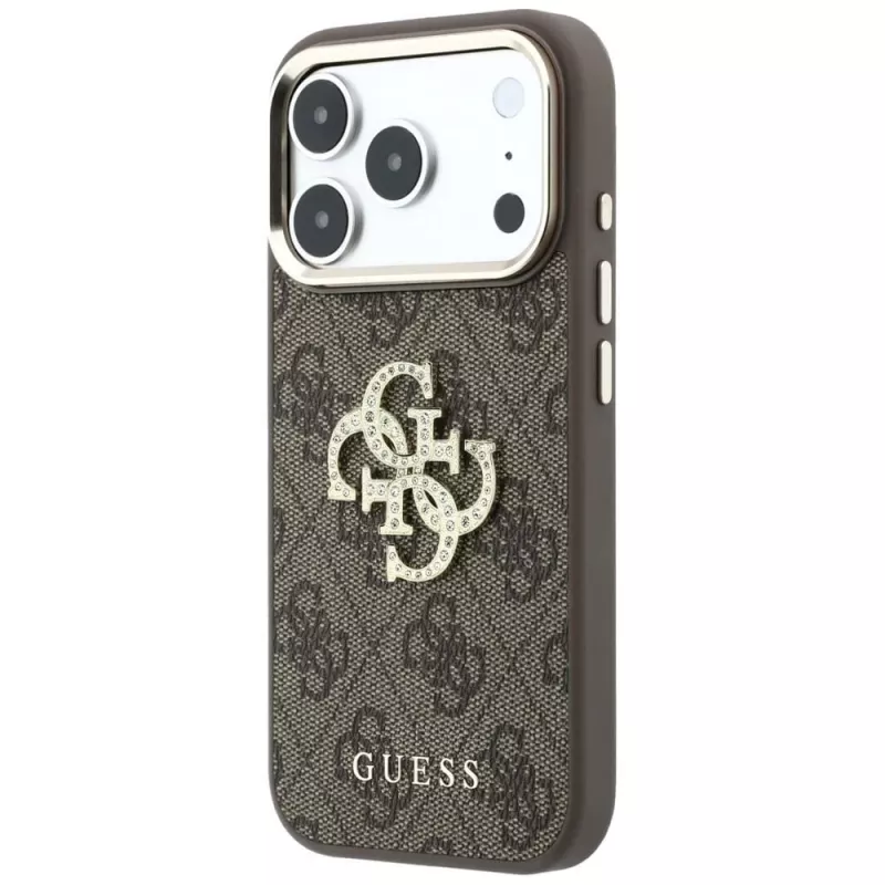 GUESS 4G & Big Strass Logo achterzijde cover voor Apple iPhone 17 Pro Max / 18 Pro Max - bruin