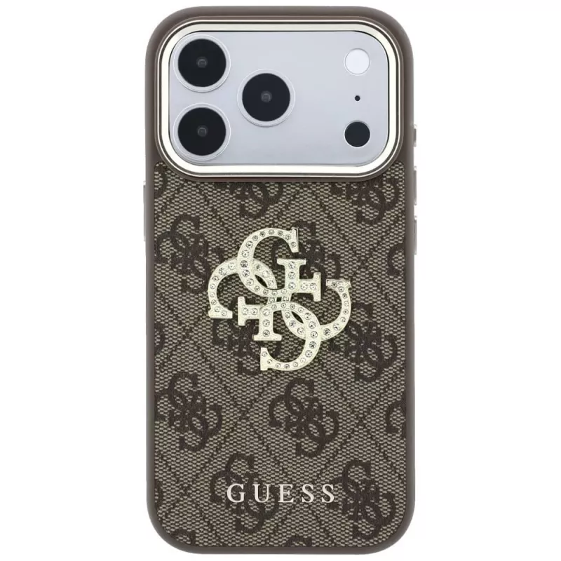 GUESS 4G & Big Strass Logo achterzijde cover voor Apple iPhone 17 Pro Max / 18 Pro Max - bruin