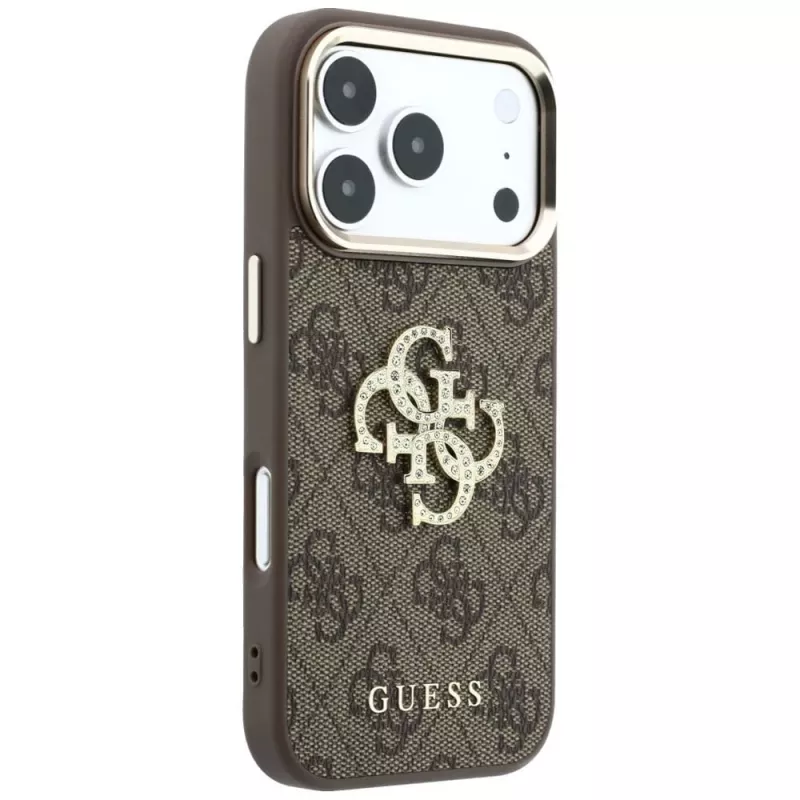 GUESS 4G & Big Strass Logo achterzijde cover voor Apple iPhone 17 Pro Max / 18 Pro Max - bruin