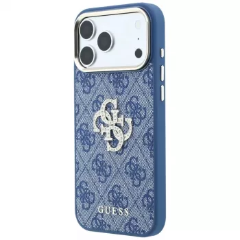 GUESS 4G & Big Strass Logo hard case voor iPhone 18 Pro / 17 Pro - blauw