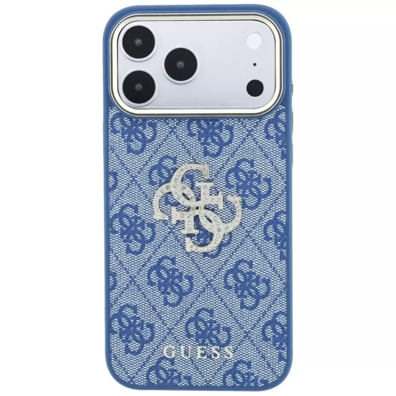 GUESS 4G & Big Strass Logo hard case voor iPhone 18 Pro / 17 Pro - blauw