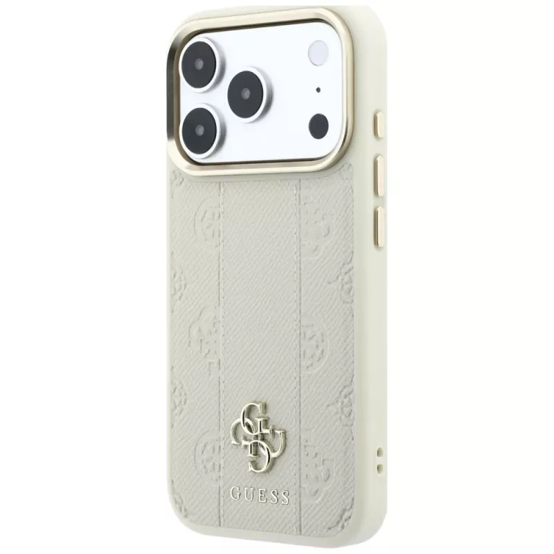 Guess Stripe Peony 4G Logo MagSafe-hoesje voor Apple iPhone 18 Pro / 17 Pro – beige