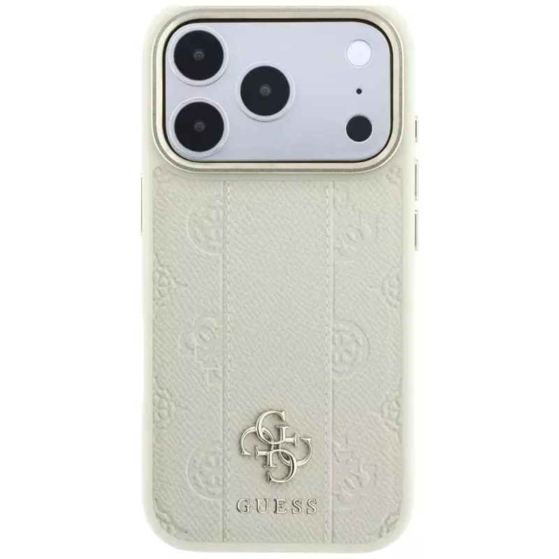Guess Stripe Peony 4G Logo MagSafe-hoesje voor iPhone 18 Pro Max / 17 Pro Max - beige