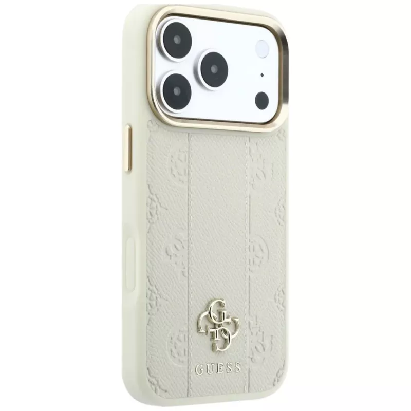 Guess Stripe Peony 4G Logo MagSafe-hoesje voor iPhone 18 Pro Max / 17 Pro Max - beige