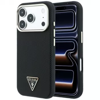 Guess Kevlar Triangle Logo MagSafe-hoesje voor iPhone 17 Pro / 18 Pro - zwart