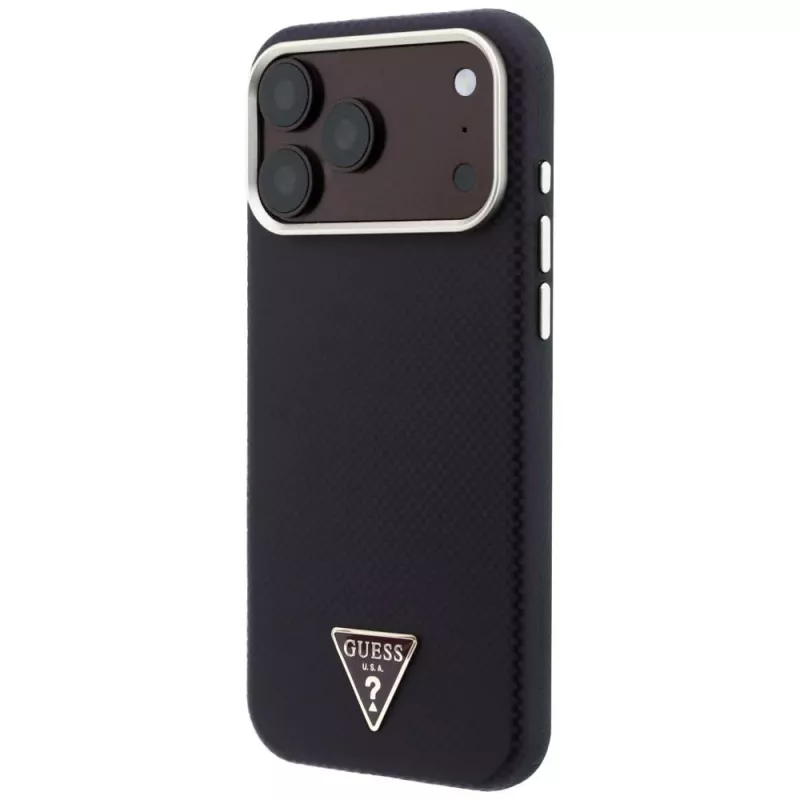 Guess Kevlar Triangle Logo MagSafe-hoesje voor iPhone 17 Pro / 18 Pro - bordeauxrood