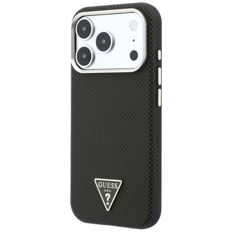GUESS Kevlar Triangle Logo MagSafe-hoesje voor iPhone 17 Pro / 18 Pro – bruin
