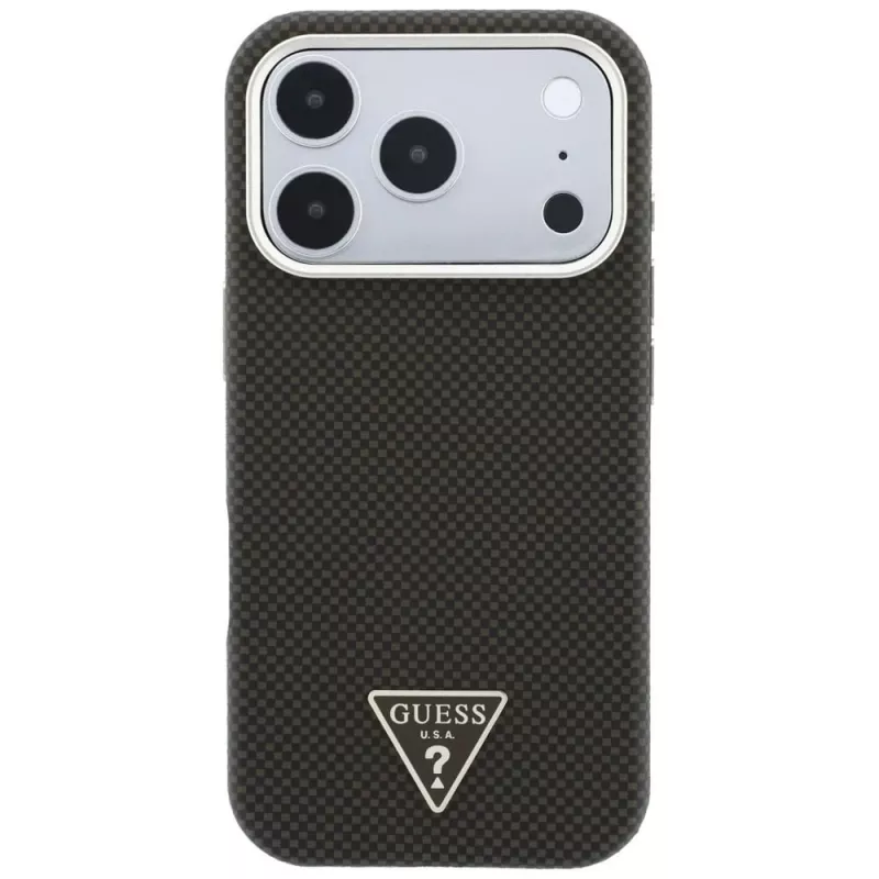GUESS Kevlar Triangle Logo MagSafe-hoesje voor iPhone 17 Pro / 18 Pro – bruin