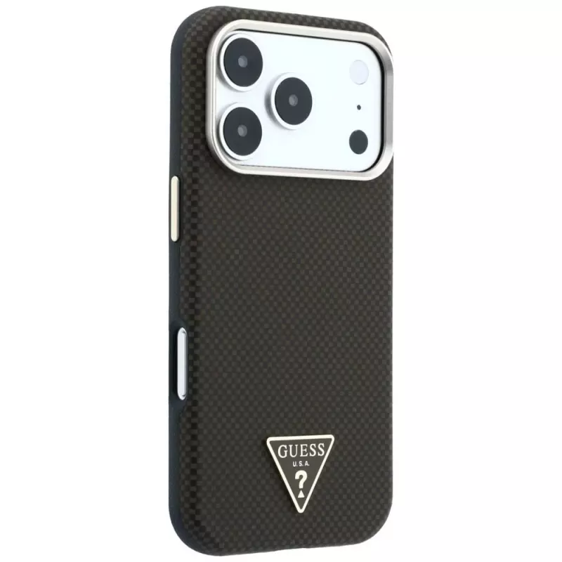 GUESS Kevlar Triangle Logo MagSafe-hoesje voor iPhone 17 Pro / 18 Pro – bruin