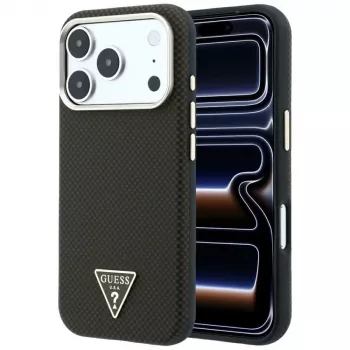 GUESS Kevlar Triangle Logo MagSafe-hoesje voor iPhone 17 Pro Max / 18 Pro Max - bruin