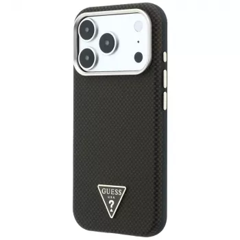 GUESS Kevlar Triangle Logo MagSafe-hoesje voor iPhone 17 Pro Max / 18 Pro Max - bruin